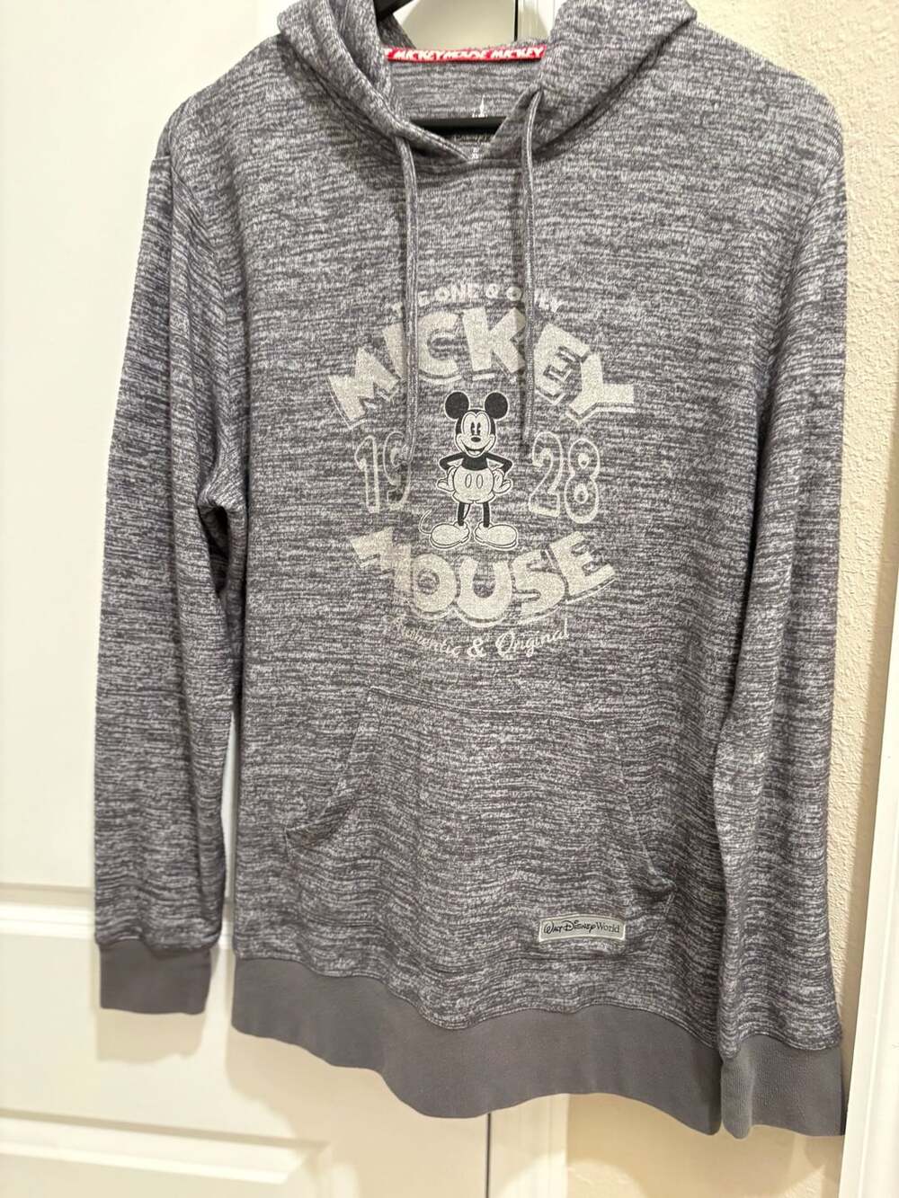 Disney Parks Mickey Mouse The One & Only Heather Gray Pullover Hoodie Sweatshirt